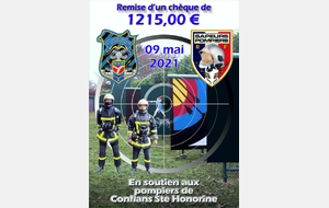 Photo de la remise de chèque aux pompiers