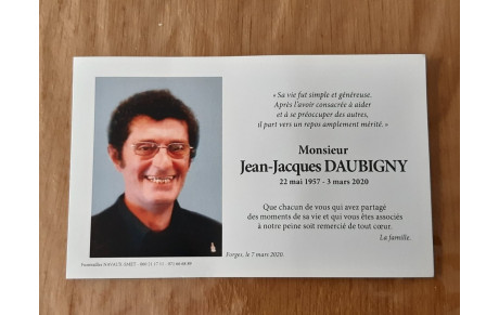 Disparition Jean-Jacques Daubigny